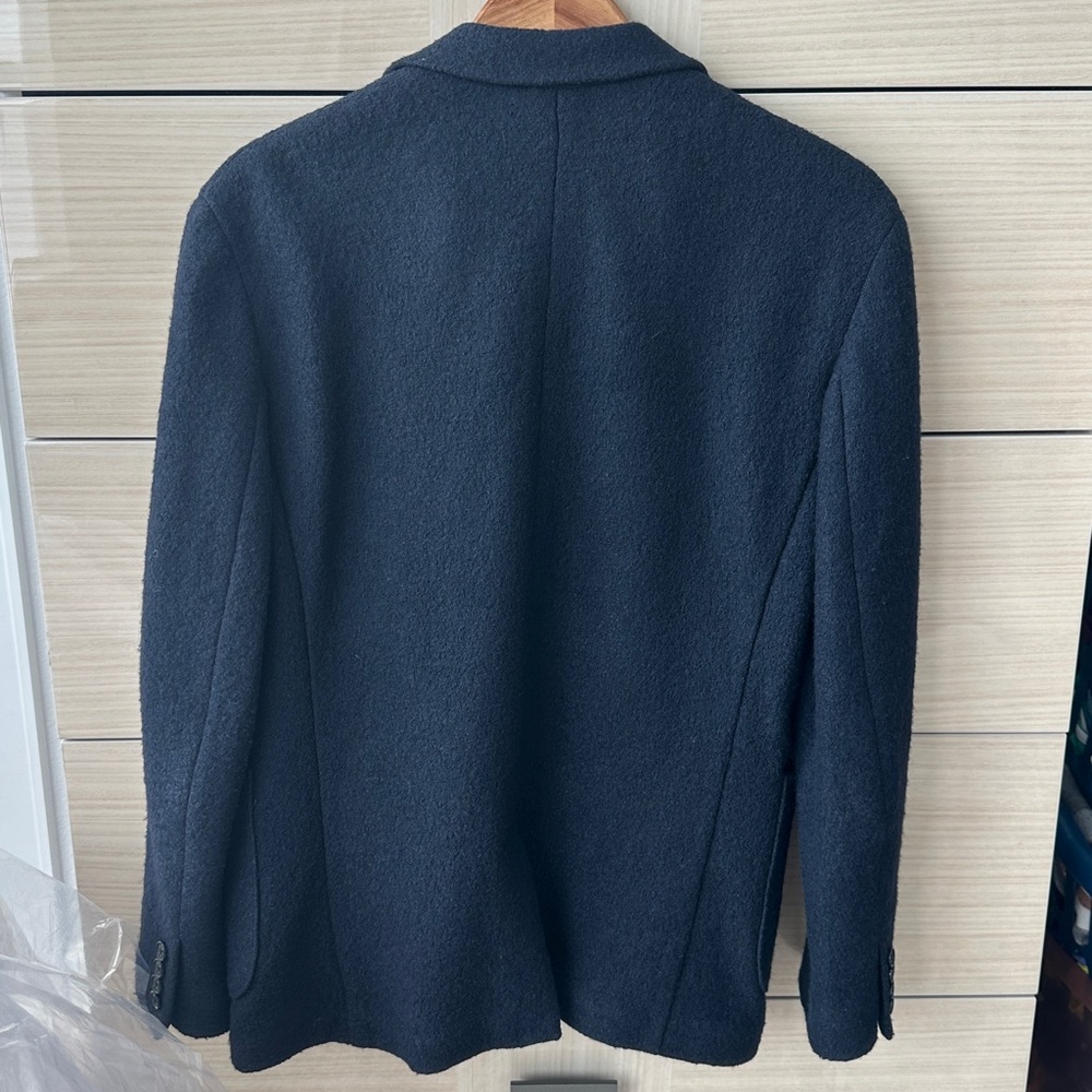 Men’s EXPRESS Slim Navy Textured Boucle Wool-Blend Blazer size 40s Slim - Picture 2 of 12